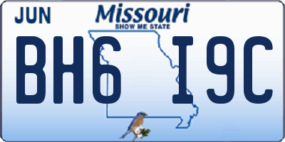 MO license plate BH6I9C