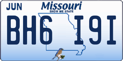 MO license plate BH6I9I