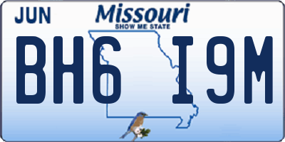 MO license plate BH6I9M