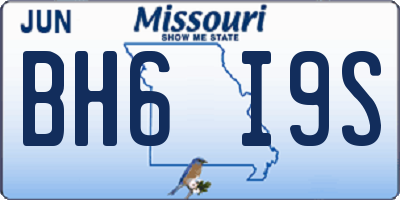 MO license plate BH6I9S