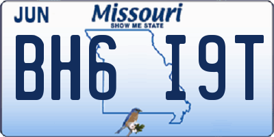 MO license plate BH6I9T