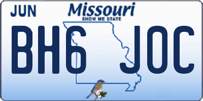 MO license plate BH6J0C