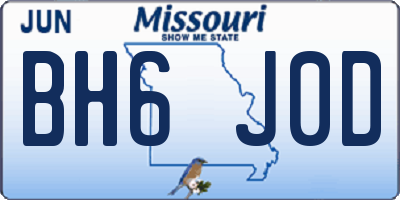 MO license plate BH6J0D