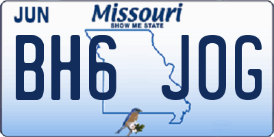 MO license plate BH6J0G