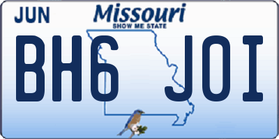 MO license plate BH6J0I