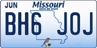 MO license plate BH6J0J