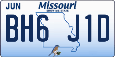 MO license plate BH6J1D