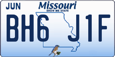 MO license plate BH6J1F