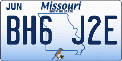 MO license plate BH6J2E