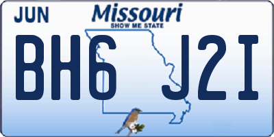 MO license plate BH6J2I