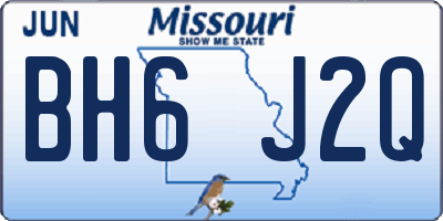 MO license plate BH6J2Q