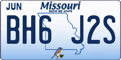 MO license plate BH6J2S