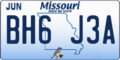 MO license plate BH6J3A