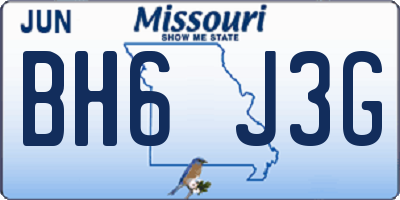 MO license plate BH6J3G
