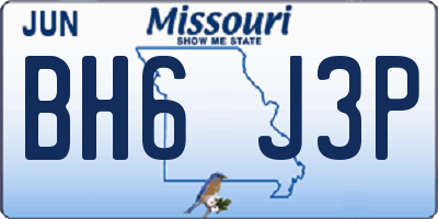 MO license plate BH6J3P