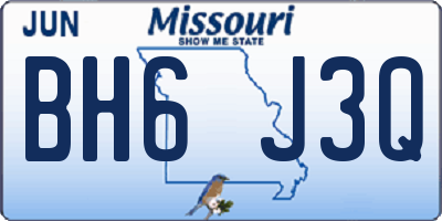 MO license plate BH6J3Q