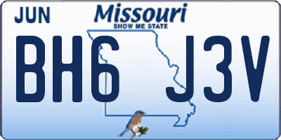 MO license plate BH6J3V