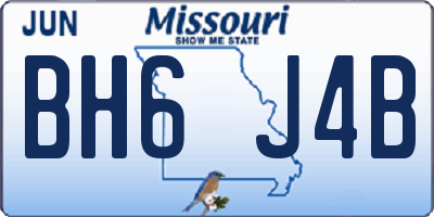 MO license plate BH6J4B