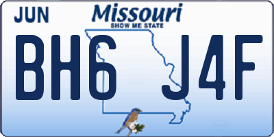 MO license plate BH6J4F