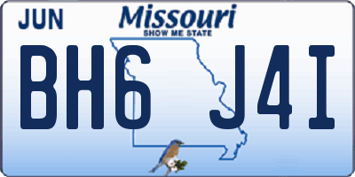 MO license plate BH6J4I