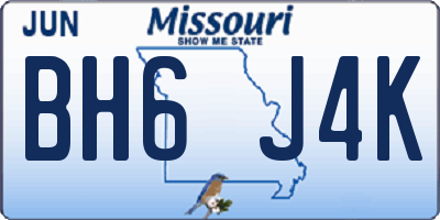 MO license plate BH6J4K