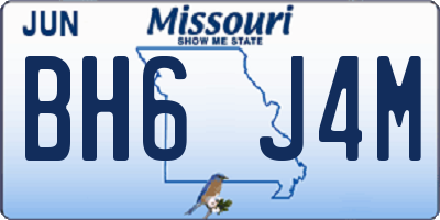 MO license plate BH6J4M