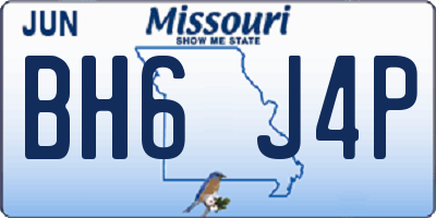 MO license plate BH6J4P