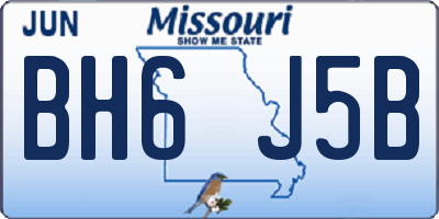 MO license plate BH6J5B