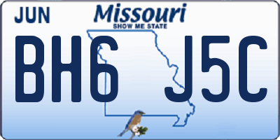 MO license plate BH6J5C