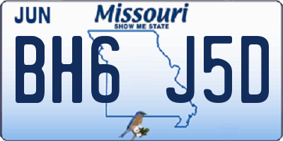MO license plate BH6J5D