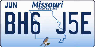 MO license plate BH6J5E