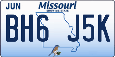MO license plate BH6J5K