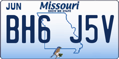 MO license plate BH6J5V
