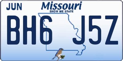 MO license plate BH6J5Z