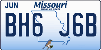 MO license plate BH6J6B