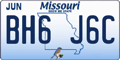 MO license plate BH6J6C