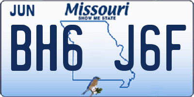 MO license plate BH6J6F