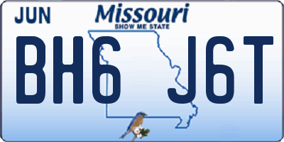MO license plate BH6J6T