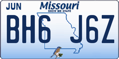 MO license plate BH6J6Z
