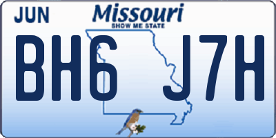 MO license plate BH6J7H