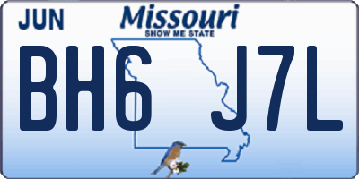 MO license plate BH6J7L