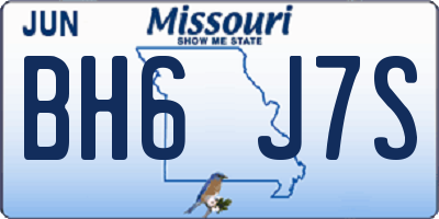 MO license plate BH6J7S