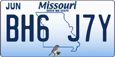 MO license plate BH6J7Y