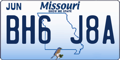 MO license plate BH6J8A