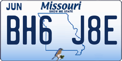 MO license plate BH6J8E