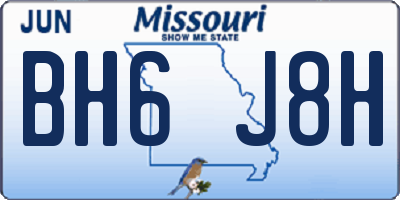 MO license plate BH6J8H