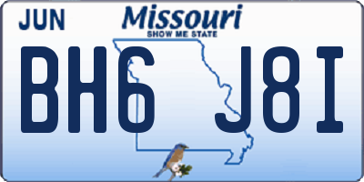 MO license plate BH6J8I