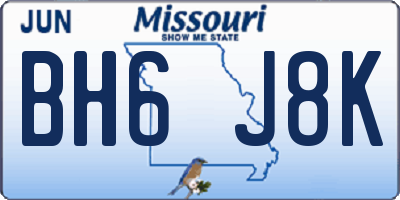 MO license plate BH6J8K