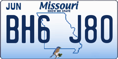 MO license plate BH6J8O