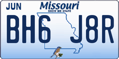 MO license plate BH6J8R
